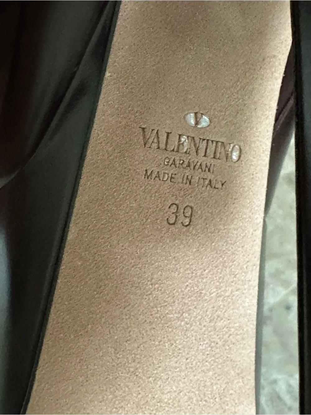 Valentino Dark Brown Leather Platform Ankle Boots with Gold V Logo